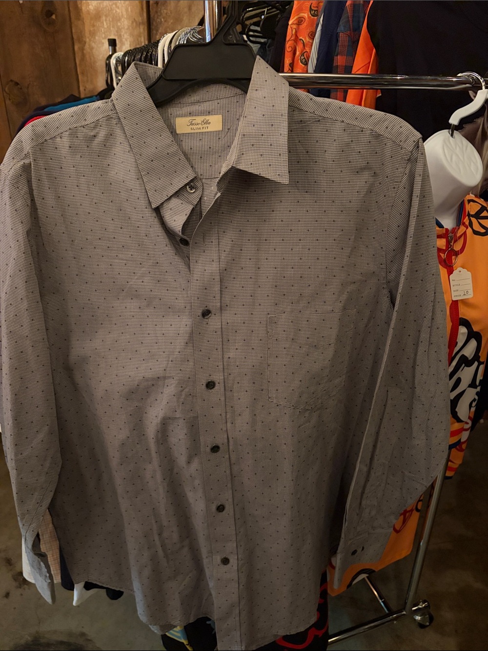Tasso Elba Men's Light Gray Micro-Dot Dress Shirt